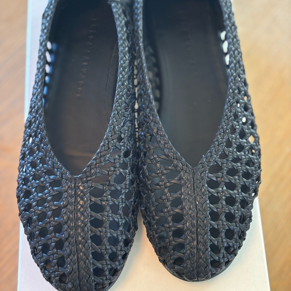 Freda Salvador Black Riley Open- Weave Ballet Flat Size 6